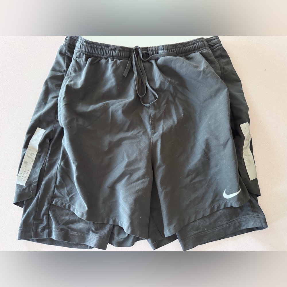 Nike Men's Black Running, Lined with Bike Shorts Athletic Shorts